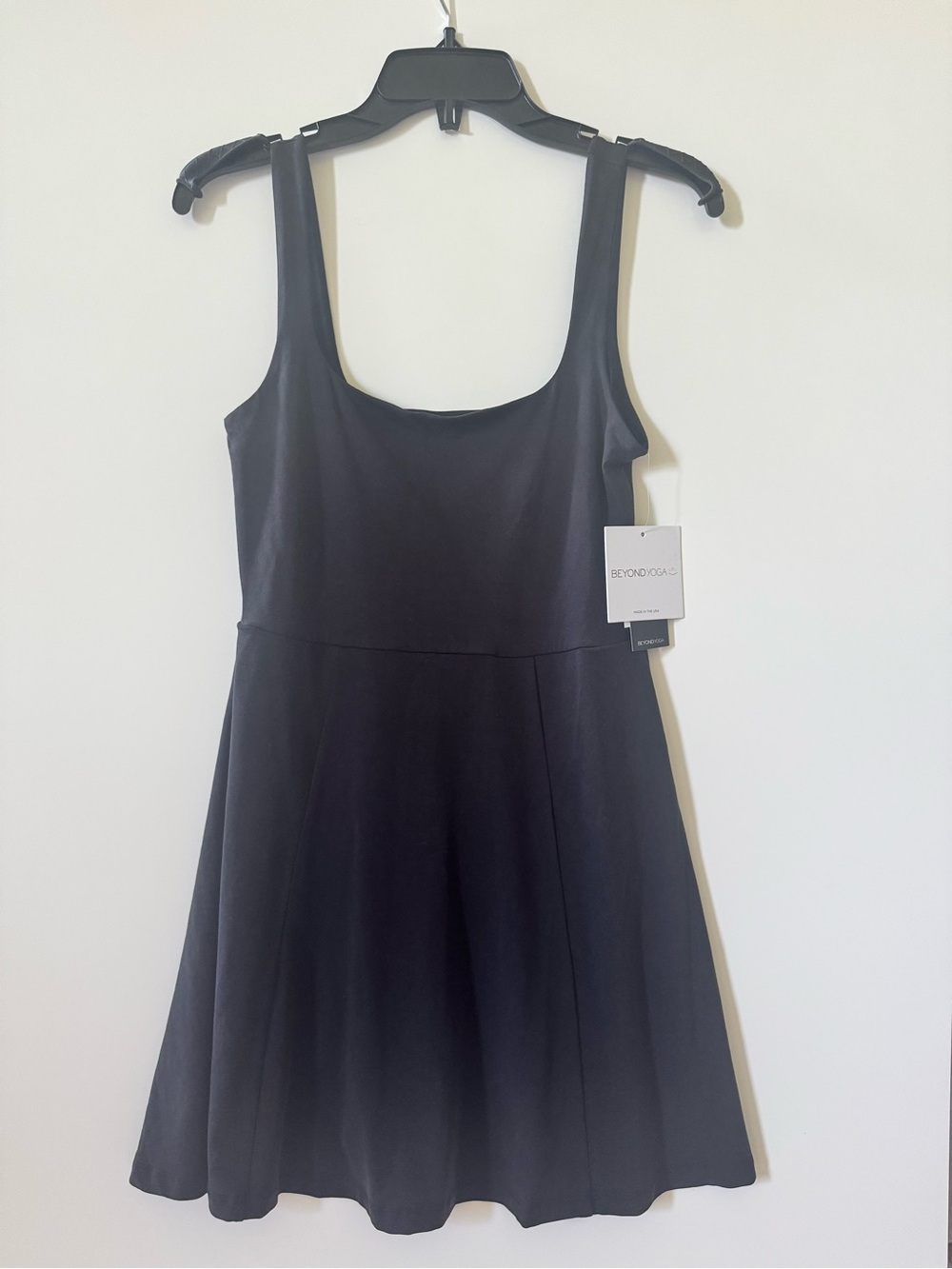 Beyond Yoga NWT Black Spacedye Fit & Flare Dress Small Made in USA